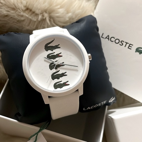 🐊LACOSTE®🐊 AWESOME AWESOME White Silicone 5 Logo Watch🐊